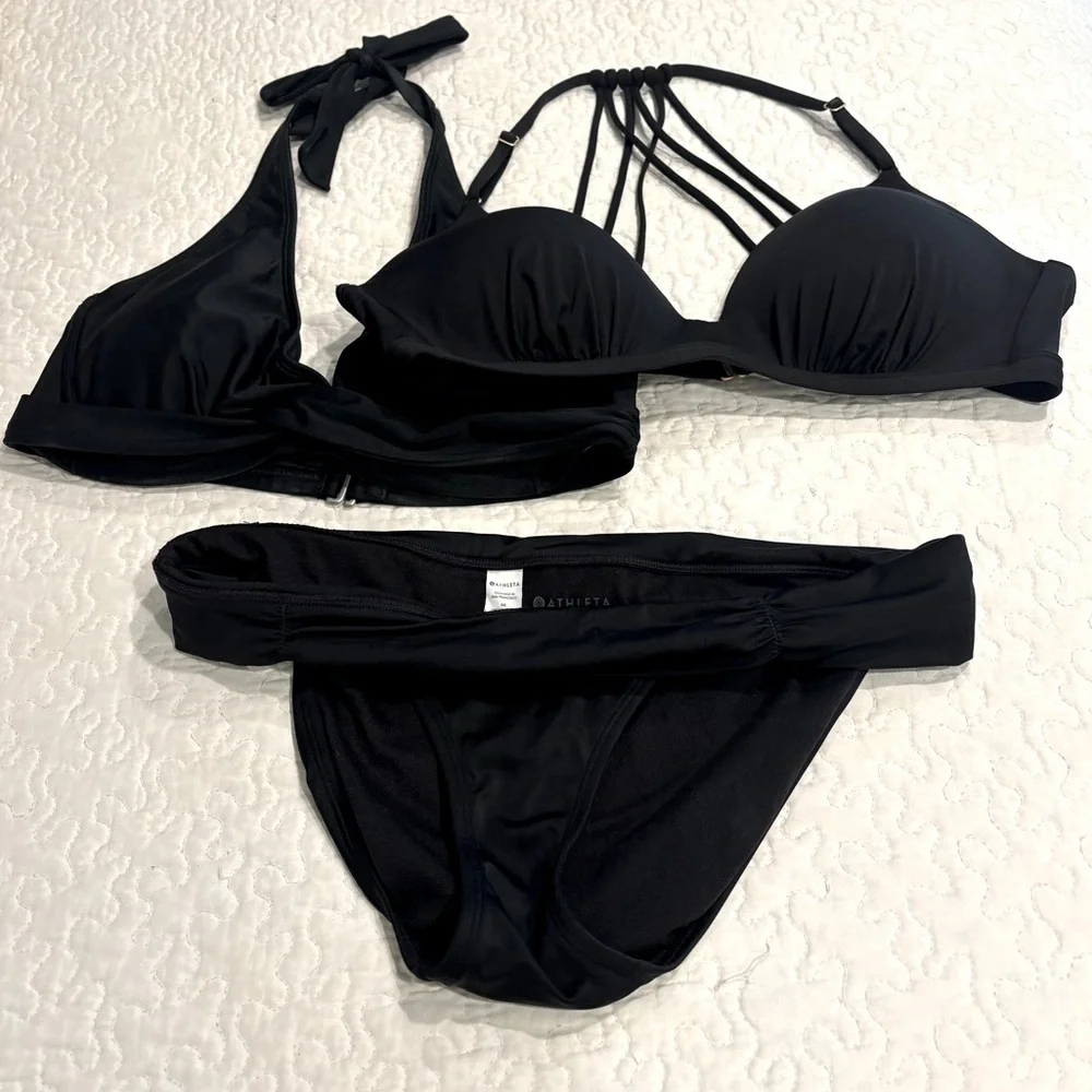 Athleta black 3 piece Bikini Set - Picture 1 of 13